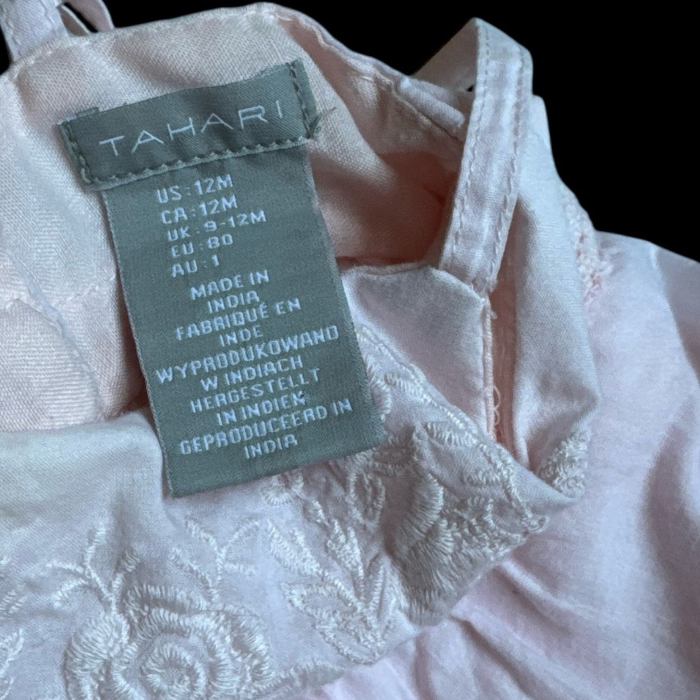 Tahari Blush Pink Embroidered Sun Dress Girls size 12M - Picture 4 of 5